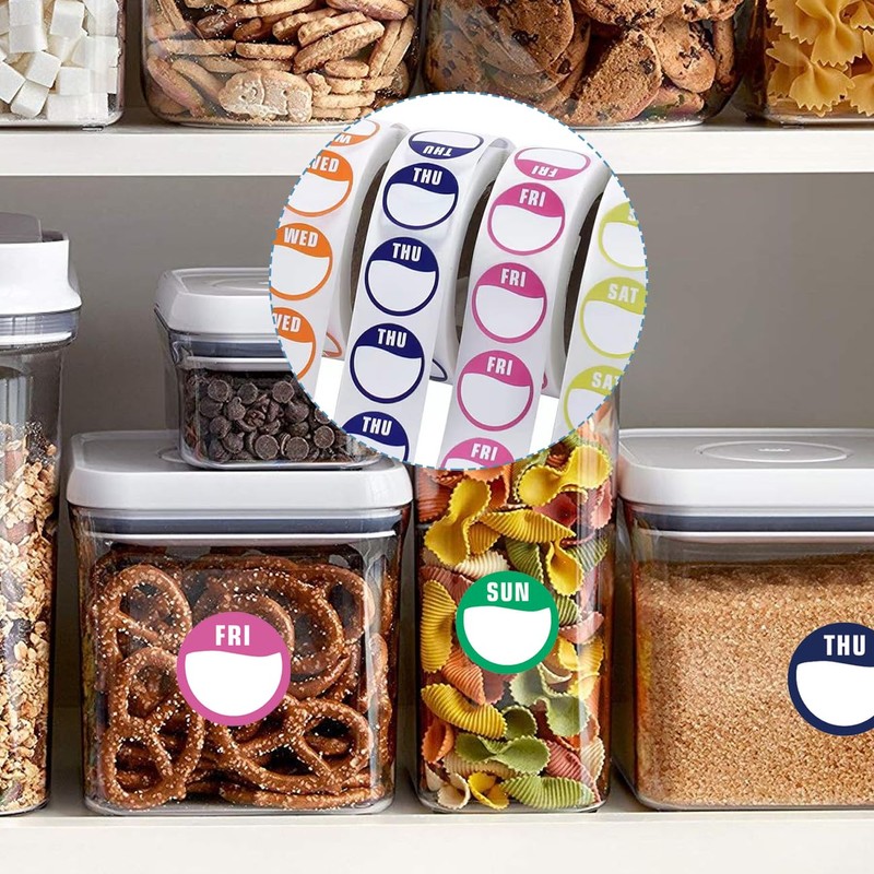 Date Labels for Food, 3500Pcs Week Day Dots Food Labels