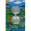 Animals Safari Outlet Switch Plate Cover/Safari Wall Decor with Zebras, Giraffes, Hippos, Elephants, Flamingo, Giselle, and Water Buffalo