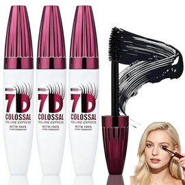 7D Waterproof Mascara, Long Lasting Buildable Volume Natural Curling Lashes,Smudge-Proof, 7D Waterproof Volume Mascara,Thickening Eye Makeup for Defin