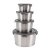4Pcs Stainless Steel Preservation Box Large Capacity Round Food Storage