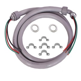 (1/2" Dia * 6 Feet with Wire) Yariwiz Flexible Electrical Conduit Liquid Tight PVC Conduit Kit with 3-Conductor 10 Gauge AWG Wires, Sealtight Seal Flex Liquidtight Wire Outdoor Non Metallic Grey