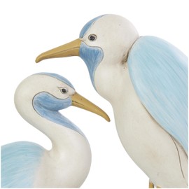 Deco 79 Polystone Bird Decorative Sculpture Family Home Decor Statue with Yellow Accents, Accent Figurine 11" x 5" x 15", Light Blue
