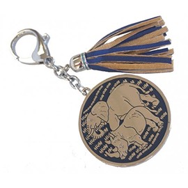 Feng Shui Blue Rhino & Elephant Anti Burglary Keychain Amulet