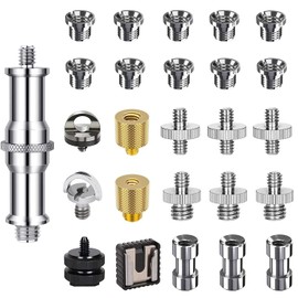 26 piezas Tornillo de Cámara Adaptador Rosca Tripode Convertidor 1/4" y 3/8" Tornillos para Camara, Adaptador Tripode, Placas de Abrazadera de Liberación, Rig de Hombro, Soporte de Luz, Monopod