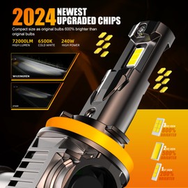 WAIXINGREN H11 Led Headlight Bulb, 32000LM 6500K 600% Brighter, 120W H11 Leadlight Bulb with Fan, Halogen Replacement Bulb, Plug and Play Easy Installation, Pack of 2 (H11/H8/H9)