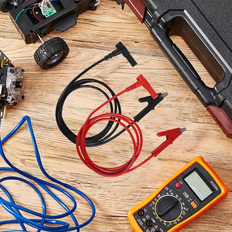 DIANN 4pcs Multimeter Test Leads Banana Plug Right Angle to