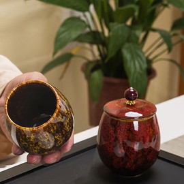 Small Ceramic Urn for Human Female Keepsake Urns for Adult Ashes Men or Women Cremation Decorative Urns for Dad or Mom, Red