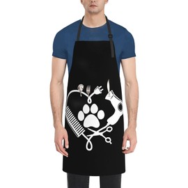 Wukxnwks Dog Grooming Hair Dryer Heart Apron,with 2 Pockets Adjustable Cooking BBQ Kitchen Chef Apron,for Men Women