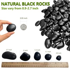 15LB Black River Rocks for Landscaping 1-2 Inch Natural Polished Stones Decorative Pebbles for Plants Vases Aquarium Large Outdoor Garden Rocks