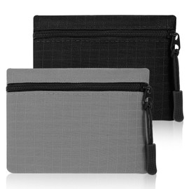HJZHII Pack of 2 Mini Purse Women's Canvas Coin Bag Purse Small and Short Format Wallet Coin Purse for Adults Children, Black+grey
