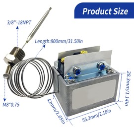 High Limit Fryer for ATOSA 301030005, Temperature Limit 450°F/230°C Temperature Limiter Replacement for Robert-Shaw LCCM080360000 LCCM200300000 IMPE-Rial 1177 Ro-yal Range 3112 3/8“ Mpt Fryer