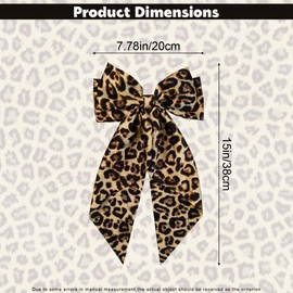 Large Hair Bows for Girls, Single Clip Barrettes, Multiple Designs Available Bowknot Hair Clip, Big Bows for Girls, Women,Jumbo Ribbon Bow Hair Clips with Long Tail (Yellow Leopard)