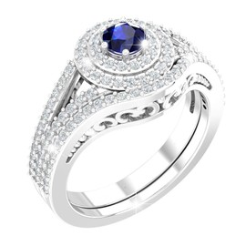 Belinda Jewelz - Anillo de compromiso para mujer, plata platino, circonia cúbica Azul