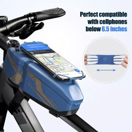 Unbranded Bike Phone Bag Waterproof Bike Pouch Bicycle Top Tube Phone Bag - Blue