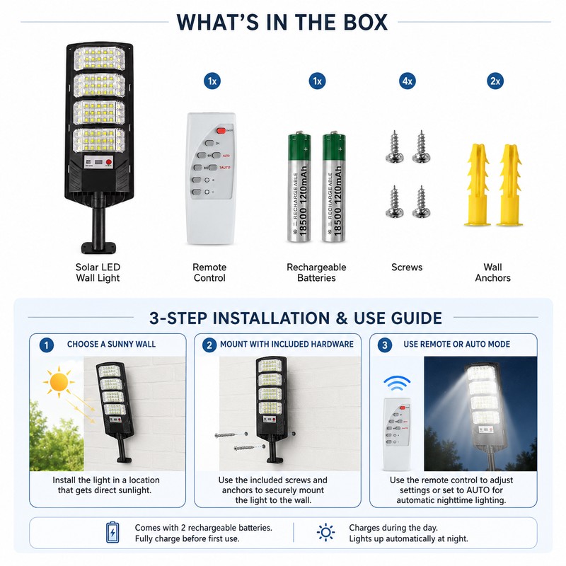 Solar Motion Sensor Wall Light for Outdoor Use – Cordless