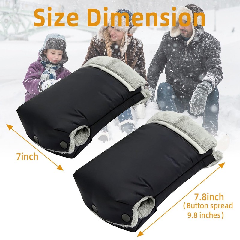 Stroller Hand Muff Gloves, Waterproof Handlebar Mitts with Fleece Lining,