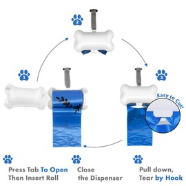 Gorilla Supply 60 Blue Pet Poop Waste Bags with White Dispenser, EPI Technology, 3 Refill Rolls