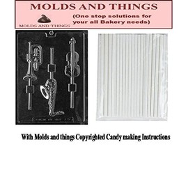 Musical Instruments Lolly Chocolate Candy Mold with Copywrited Candy Making Instruction +50STICKS