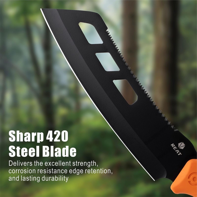 REAT 16" Heavy Duty Machete with Saw & Sheath -