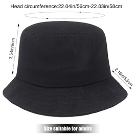 GWAWG 2PCS Reversible Embroidered Bucket Hat Packable Beach Sun Hat for Women Men (Cotton, Black and Beige)