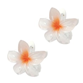 2Pcs Flower Hair Claw Clips - Hawaiian for Women | Plumeria for Thin | Strong Hold jaw clip | Claw Clips for Girls| Preppy Flower Hair Clip (White)