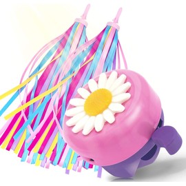 Kids Bike Bell and Streamers for Girls Bike Bell for Kids Children's Bike Streamers Tassels 1 Pack Flower Bicycle Bell with 2 Pack Bike Streamers for Children's Bicycle Accessories