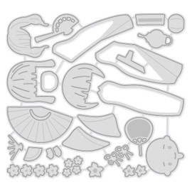 BENECREAT 5x4.6inch Oriental Metal Cutting Dies Japanese Geisha Kimono Fan Embossing Stencils Template for DIY Scrapbooking Album Decorative Paper Dies Card Making(0.8mm Thick)