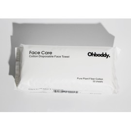 Ohboddy Face Care Cotton Disposable Face Towel, Pure Plant Fiber Cotton, 55 Sheets, Double Cleanse