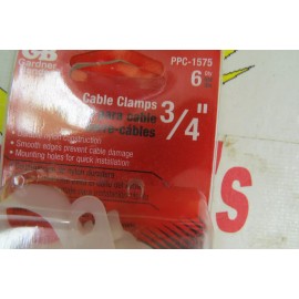 Gardner Bender Cable Clamps PPC-1575, 3/4'', pkg of 6, white in color