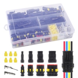 352Pcs Waterproof Connector Car Electrical Connector Terminals Quick Disconnect Wire Connector Plug Kit, 1/2/3/4 Pin Connectors Male and Female for Cars Motorcycles, Boats- 22-16 AWG