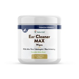 NaturVet Ear Cleaner MAX Ear Wipes for Dogs & Cats 100 Count