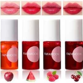 Juego de 4 tintes labiales, mini lápiz labial hidratante a base de agua, brillo labial coreano de colores vivos, tinte para labios y mejillas de usos 