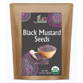 Jiva Organic Black Mustard Seeds Whole 2.75 Pound Bulk Bag - Non-GMO Keto Friendly, Non-Irradiated