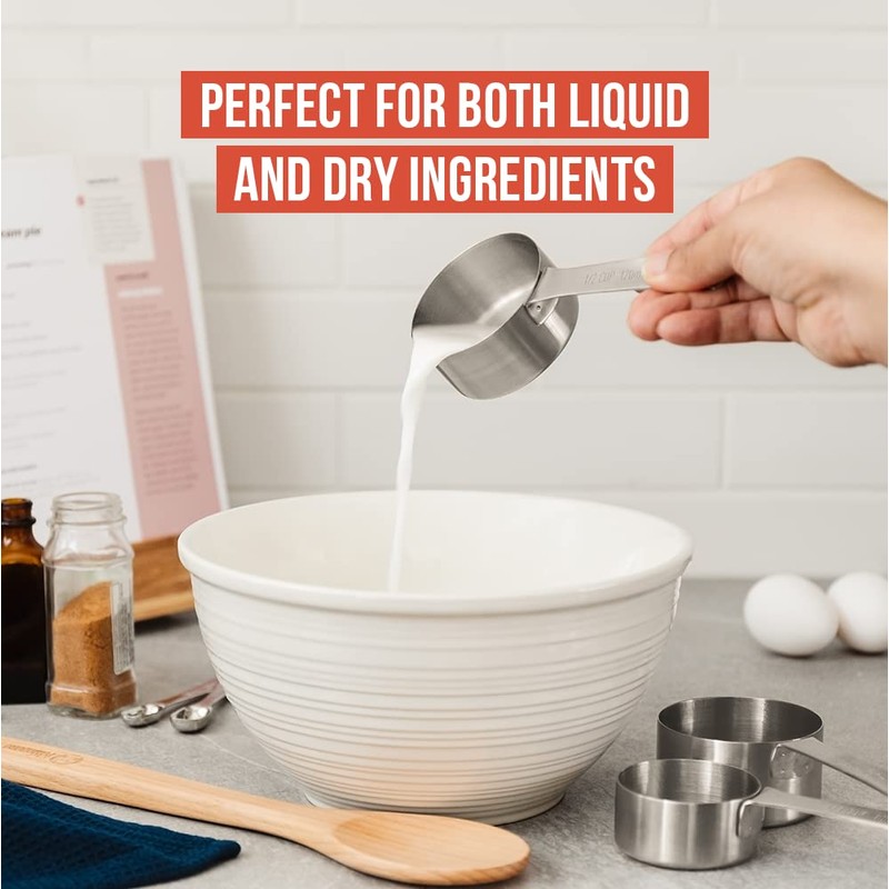 Chef Pomodoro Stainless Steel Measuring Cup Set, Nested and Stackable