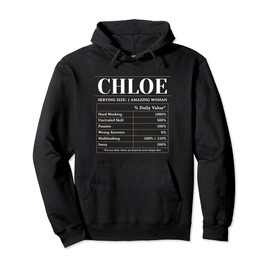 Nutrition Facts Chloe First Name Unique Nickname Quirky Pullover Hoodie
