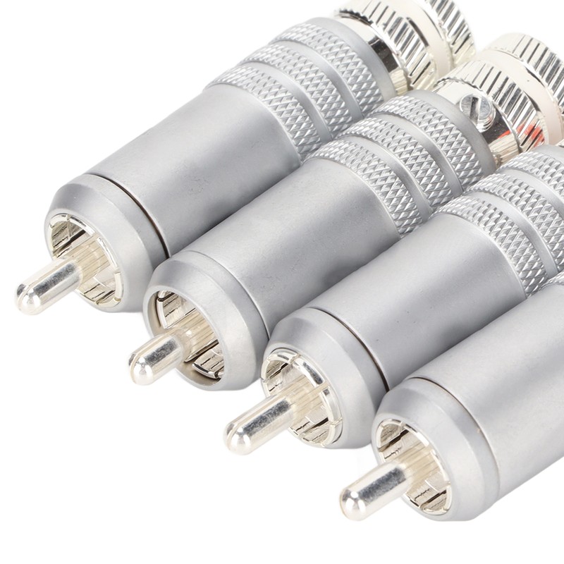 4pcs RCA Plug Silver Plated HIFI Solder RCA Connector Accommodates