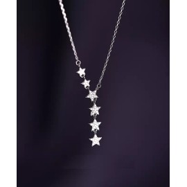 Unbranded 925 Sterling Silver Star CZ Drop Y Lariat Pendant 16+2" Necklace Choker Box D31