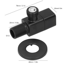 Hapivida Square Angle Stop Valve, G1/2" Brass Matte Black Shut Off Valve Mixer Water Stop Valve for Bathroom Toilet Washbasin