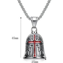 ZYHSLZ Campana Protectora para Motocicleta y Bicicleta, Campana de Buena Suerte con Sonido Agradable, Regalo para Motociclistas, Cruz Roja, Ideal para Moto/Bici/Camión (Plata)