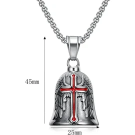 ZYHSLZ Campana Protectora para Motocicleta y Bicicleta, Campana de Buena Suerte con Sonido Agradable, Regalo para Motociclistas, Cruz Roja, Ideal para Moto/Bici/Camión (Plata)