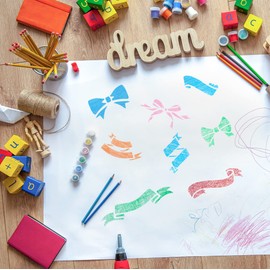 NAKLEO Painting Stencil for Crafts A5 15x21cm, Bow Banner Ribbon Pattern, Reusable Plastic DIY & Scrapbooking Drawing Template, Decoupage Art Home Decor, Wall Wood Fabric Furniture