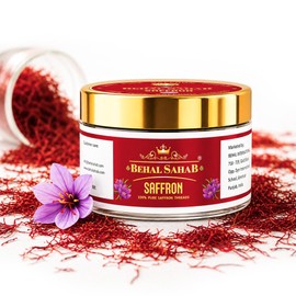 Behal Sahab 100% Pure Saffron - 0.106 oz (3 Gram), Premium Quality, Handpicked Kashmiri Kesar, Natural & Aromatic, Perfect for Cooking, Beauty & Wellness – by Behal International