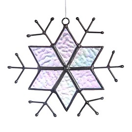 J Devlin Glass Snowflake Ornament Christmas Tree Window Iridescent 189-B