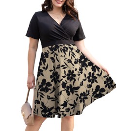 Ahlaray Womens Plus Size Summer Dresses Short Sleeve Causal Swing Floral Dress with Pockets, 376, 2XL