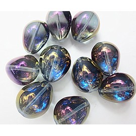 10 Pcs Teardrop Aurora Crystal Glass Beads Purple 17mm Accessory Material Handmade Parts Huey Grocery