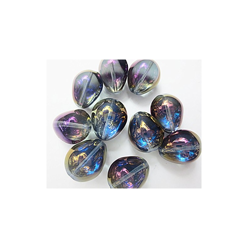 10 Pcs Teardrop Aurora Crystal Glass Beads Purple 17mm Accessory