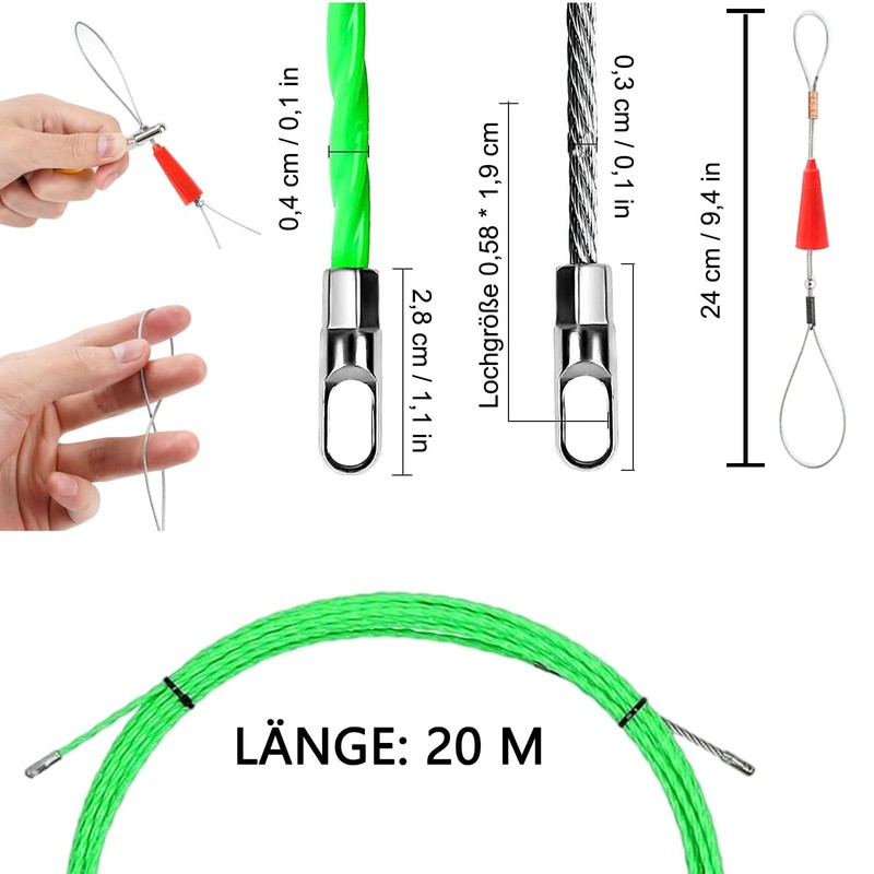 Cable Retraction Aid, 20 m Retracting Spiral, 4 mm Cable