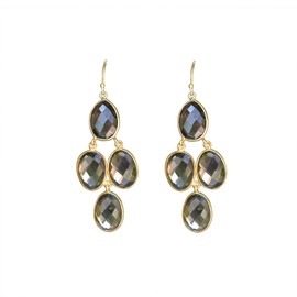 52.45 CT Smoky Quartz Women Dangle Earrings in 925 Yellow Gold Plated Silver. BOX-2 E-400 Christmas Gifts for