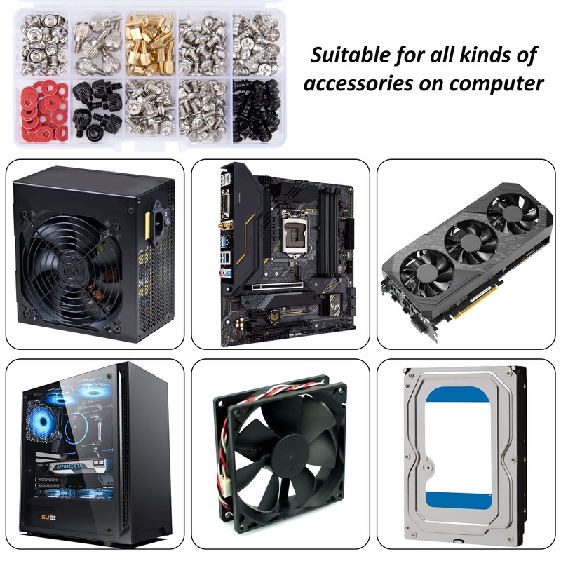 Personal Computer Screws, 228-Piece Standoffs Set, Universal PC Mounting Repair