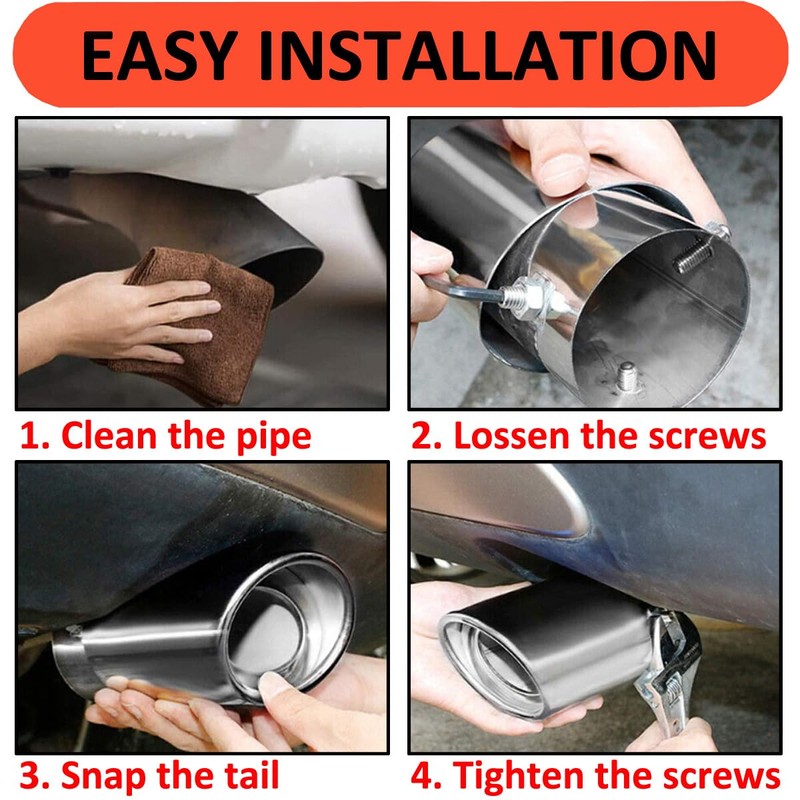 MOCNT Car Exhaust Tailpipe Stainless Steel Exhaust Trim Tailpipe Silencer